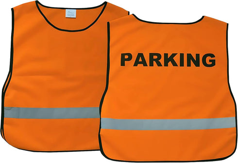 Neon Orange Parking Safety Vest - 100% Polyester, Lightweight, Adjustable, Reflective Stripe - Safety Vests for Maximum Visibility - XL...