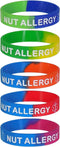 NUT ALLERGY Silicone Wristbands - Blue, Orange, Green and Black Small Sizes (4 Pack)...