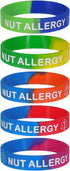 NUT ALLERGY Silicone Wristbands - Blue, Orange, Green and Black Small Sizes (4 Pack)...