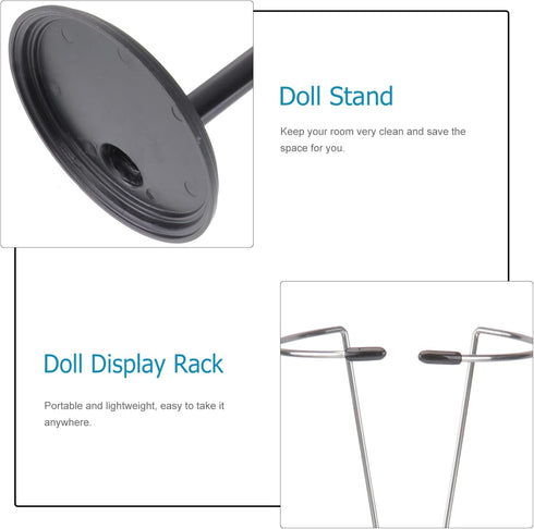 jojofuny Doll Stands for 12- inch Dolls, 2pcs Black Action Figure Stand Portable Fashion Dolls Organizer Display Bracket Doll Holder for Home Deco...