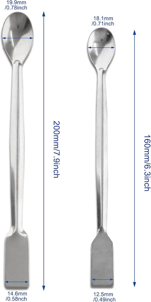 10 Pcs 2 in 1 Double Ended Lab Spoon Micro Lab Spatula Stainless Steel Lab Scoop Square & Flat Spoon End for Reagent Sampling, Mixing, Measuring...