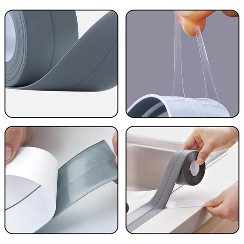 Waterproof Caulk Tape Sealant Strip, 0.87" W x 10.5'L PVC Sealing Tapes for Kitchen Bathroom Bathtub Countertop Toilet Sink (Black)...