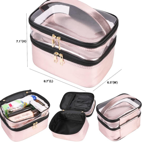 FITINI 3 Pieces Makeup Bags Double Layer Travel Large Cosmetic Cases Organizer Toiletry Bags Waterproof Small Zipper Pouch for Women Makeup Brush ...