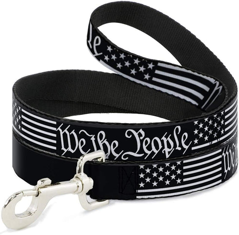 Dog Leash Americana Flag We The People Black White 6 Feet Long 0.5 Inch Wide...