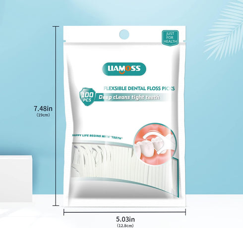 400 Count Dental Floss Picks-Tooth Picks Flossers for Adults-LIAMOSS No Break& No Shred Floss Sticks-Family Best Dental Oral Care Set(Pack of 4)...