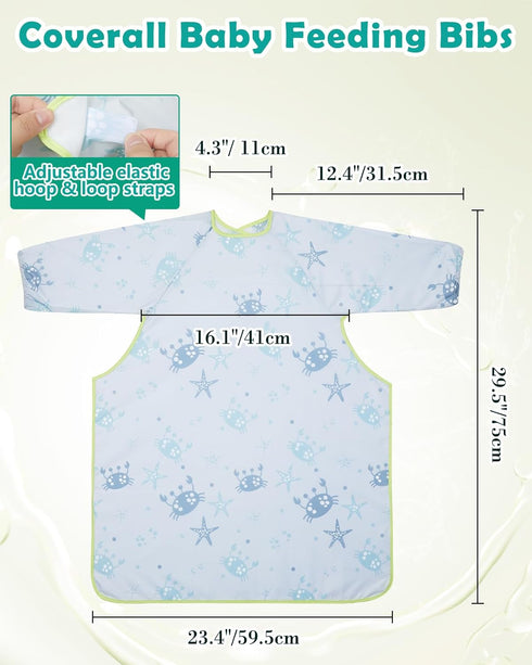 Lictin Coverall Baby Feeding Bib - Long Sleeve Bib Attaches and Fully Cover to Baby Highchair, Waterproof Weaning Bib Adjustable for Baby Toddler ...