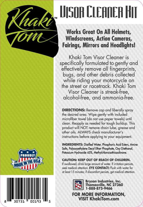 Motorcycle Helmet and Visor Cleaner - 2 oz Streak Free Spray and Microfiber Towel - Over 200 Sprays...