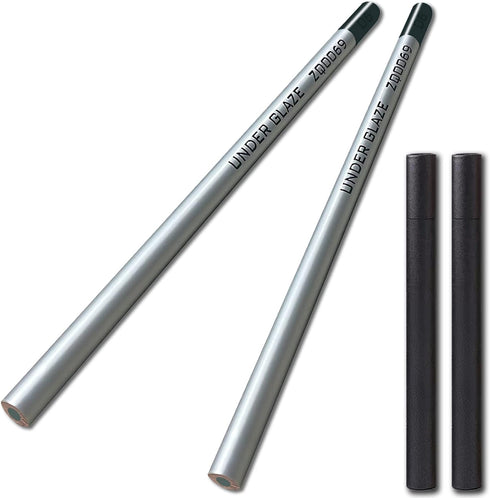 Underglaze Pencils for Pottery, Pack of 2 (Black),Underglaze Pencils for Pottery,Underglaze PencilBlack,Glaze Pencil Decorating Under Glaze Cerami...