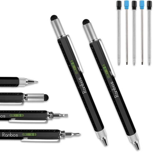 6-in-1 multi-function pen, ballpoint pen with measuring and balance ruler, screwdriver and touchscreen devices, is a great gift for friends and fa...