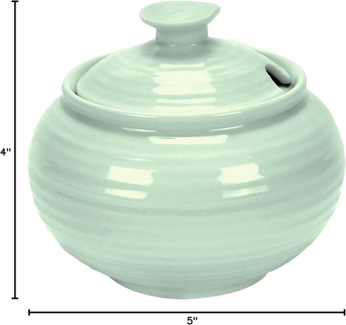 Portmeirion Sophie Conran Celadon Covered Sugar Bowl | 11 Oz Sugar Container | Sugar Jar for Coffee Bar, Home, and Kitchen Countertop | Made from ...