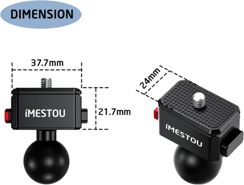 iMESTOU Sports Camera Riding Mount with 1/4 Screw for Insta 360 Action Camera Installing and 1“ Ball Head 360° Adjustable Fits for RAM iMESTOU...1...