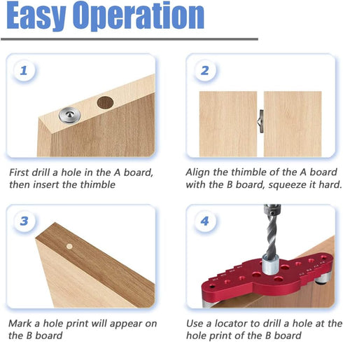 Mesee Vertical Pocket Hole Drilling Jig, 2-In-1 Woodworking Dowelling Jig Locator with Scriber Wood Dowel Drill Guide Puncher Positioner Tools for...