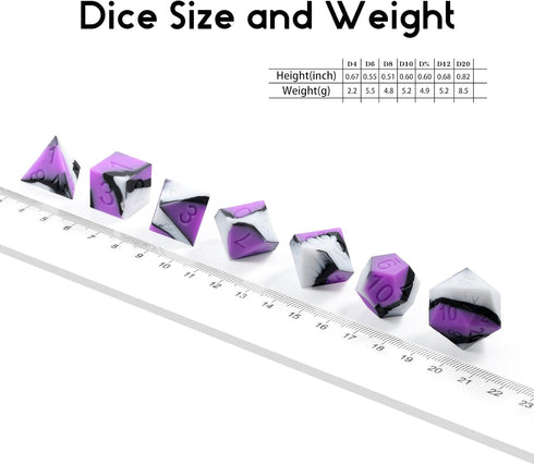 DNDND Silicone DND Dice Set, 7PCS Silicone Rubber D&D Die with Clear Plastic Display Case for Dungeons and Dragons Role Playing Games and Tabletop...