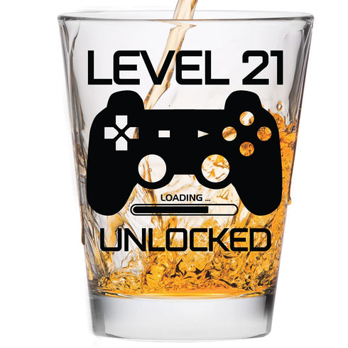 Level 21 Unlocked - Birthday Shot Glass -Birthday Gift - Celebrate Turning Twenty-One - 21st Birthday Gifts for Him or Gifts for Her - Shot Glass ...