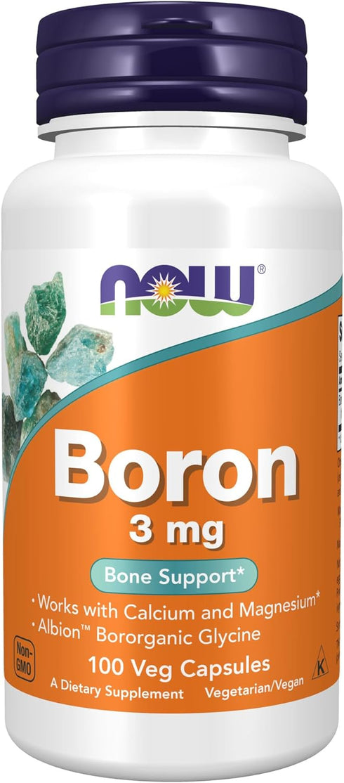 NOW Supplements, Boron 3 mg (Bororganic Glycine), Structural Support*, 100 Veg Capsules...