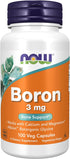 NOW Supplements, Boron 3 mg (Bororganic Glycine), Structural Support*, 100 Veg Capsules...