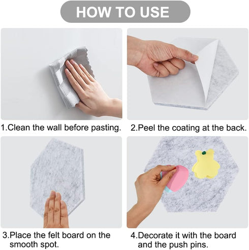 6 Pcs Gray Hexagon Cork Board Bar Strips with 50 Pushpins & Sticky Notes, Self-Adhesive Bulletin Board Strips No Damage for Wall, Felt Pin Board f...