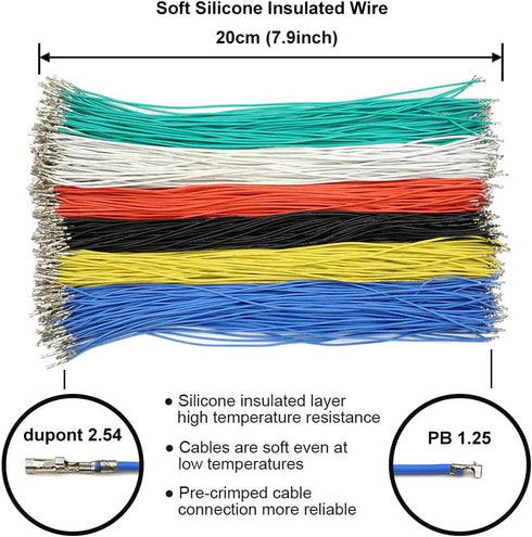 PB1.25 to Dupont 2.54mm Connectors and Cables Kit Compatible with Molex PicoBlade 1.25mm Pitch Connectors 20cm Wires...