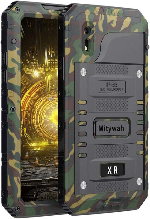 Mitywah Waterproof Case for iPhone XR, Heavy Duty Shockproof Case with Built-in Screen Protector, Full Body Underwater Protective Metal Case 6.1 i...