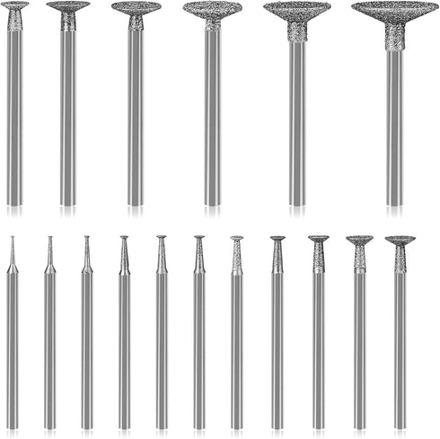 Stone Carving Set Diamond Burr Bits Compatible with Dremel, 17PCS Polishing Kits Rotary Tools Accessories with 2.35mm 3mm Shank T Shape for Carvin...