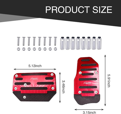 2 PCS Car Accelerator Brake Pedal Kit, Metal Rubber Sports Style Non-Slip Wear-Resistant Pedal Modification Pedal, Car Replacement Parts, for Most...