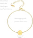 Personalized Initial Bracelet, 18K Gold Plated Stainless Steel Letter Bracelet Dainty Coin Charm Bracelet Delicate Disc Name Bracelet for Women...