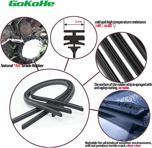 21" + 20" Windshield Wiper Blades For Honda CR-V 2002-2006 Dodge Dakota 2001-2010 Chrysler PT Cruiser 2001-2010 Volvo S40 V40 2000-2004 Set of 2 f...