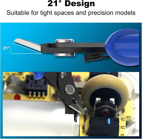 VCELINK Small Wire Cutter Spring-loaded GJ706BL, Precision Flush Cutter Pliers Diagonal Cutters for Electronics, Jewelry Making, Model Craft and 3...