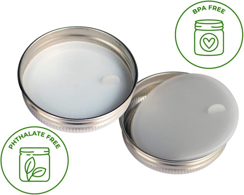 Leak Proof Platinum Silicone Sealing Lid Inserts/Liners for Mason Jars (10 Pack, Regular Mouth)...