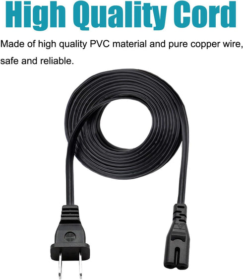 8ft Power Cord for Samsung Soundbar Sound bar Subwoofer Home Audio Theater,Game Day Rechargeable Speaker System Power Cord 2 Prong 18AWG IEC C7 AC...
