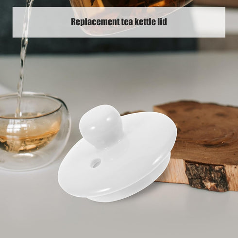 Luxshiny Ceramic Teapot Lid Replacement, White Tea Kettle Cover with Hole Porcelain Mug Cover Tea Pot Lid Accessories for Small Tea Pots Kungfu Te...