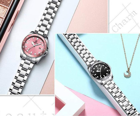 Women's Classic Fashion Silver Stainless Steel Watches Waterproof Date Luminous Lady Dress Wrist Watch...