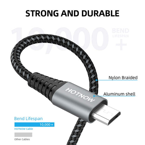 Micro USB Cable 1ft 3Pack, 12 inch Short Android Charger Cable Nylon Braided Fast Charging Cord for Samsung Galaxy S7 S6 S7 Edge S5,Note 5,PS4,Pow...