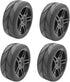 4 pcs 1/10 RC On-Road Rubber Tires & Wheels Sets 5 Spoke Wheels V Tread Rubber Tires 12mm Hex Hub...