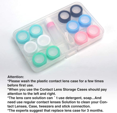 6 Pack Contact Lens Case, Portable Spin Top Contact Lenses Cases with Remover Tool Tweezers Contact Solution Bottle Clear Contacts Storage Kit for...