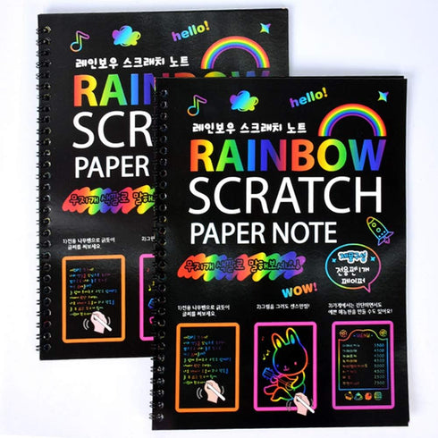 NewtonTech kid' Paper Craft kit Scratch Art Doodle Notebook/Pad,Pack of 2,10.2 inchX7.5 inch,16K,Rainbow Scratch Paper Note,as Educational Toys,Gi...