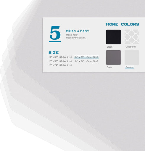 BRIAN & DANY Wire Shelf Liner 14" X 30", Heavy Duty Shelf Liners for Wire Shelving, Waterproof Protector Mats, Set of 5, Transparent...