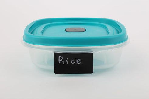 Bundle Rubber maid Food Storage Containers 3 Cup Food Storage Containers 7 Peice Set, Teal Easy Find Lids, 3 Containers, 3 Lids Chalk Pen And Chal...