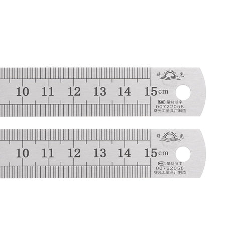 2pcs Stainless Steel Ruler 15cm/6" Length x 1/36" Thick x 3/4" Wide Inch and Metric Straight Edge Measuring Tools for Woodworking Painting Craft, ...