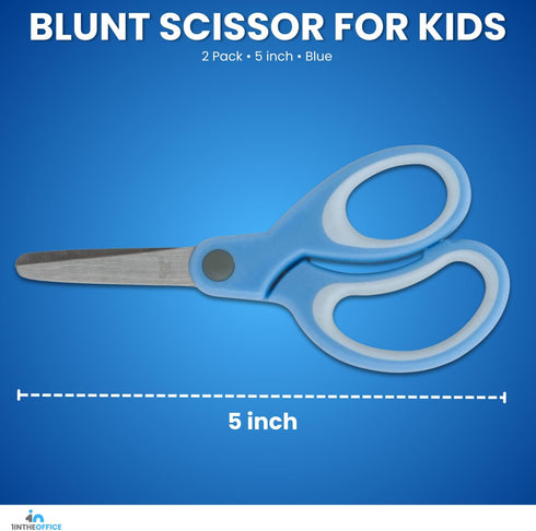1InTheOffice Kids Safety Scissors, Blunt Tip Scissors, Scissors for Kids, Blue, 2 Pack...