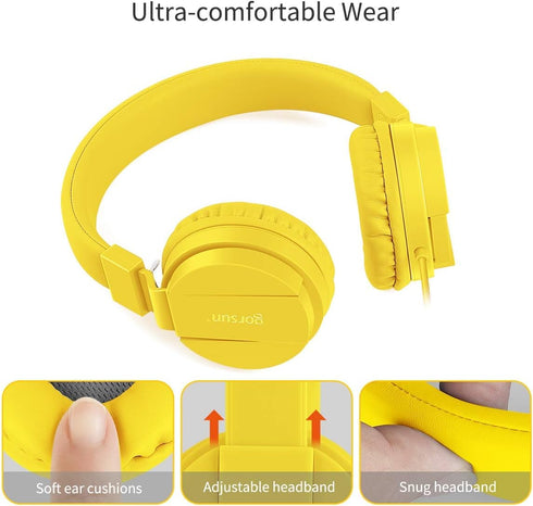 gorsun Kids Headphones, Lightweight Stereo Wired Toddler Headphones, Adjustable Headband Children's Headset for Smartphones Computer Pad Earphones...