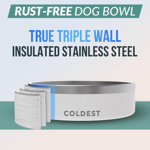 Coldest Dog Bowl - Anti Rust Metal & Non Slip Dog Bowls Large, Spill Proof Heavy Duty 3 Layers Insulated Dog Bowl - Food and Water Bowl for Dogs, ...