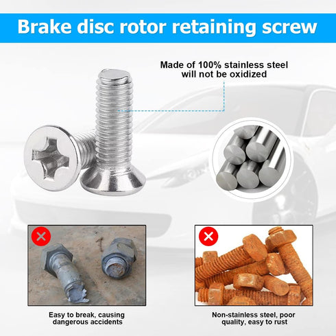 12PCS Stainless Steel Brake Disc Rotor Screws, 93600-06014-0H, Retaining Hardware Bolts Screw Kit for Front and Rear, Car Replacement for Acura, K...