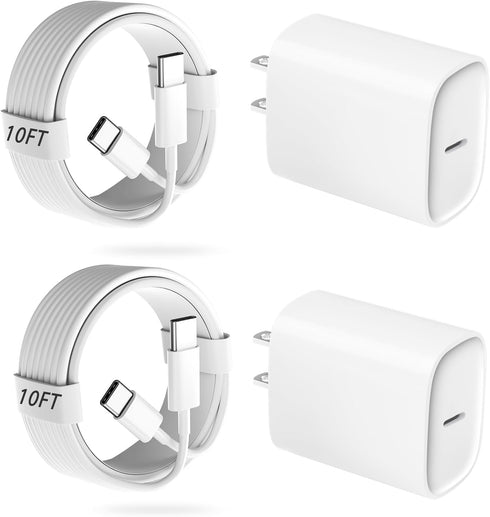 iPhone 15 Pro Charger Fast Charging, 20W USB C Fast Charger Block with 10ft Long USB C Charging Cable Cord for iPhone 15/15 Pro/15 Pro Max/15 Plus...