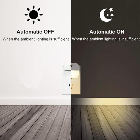 [4 Pack LED Night Lights, Nightlights with Dust-to-Dawn Light Sensor, Night Light Plug into Wall Sensor, Soft Light for Kids Adults Kitchen Hallwa...