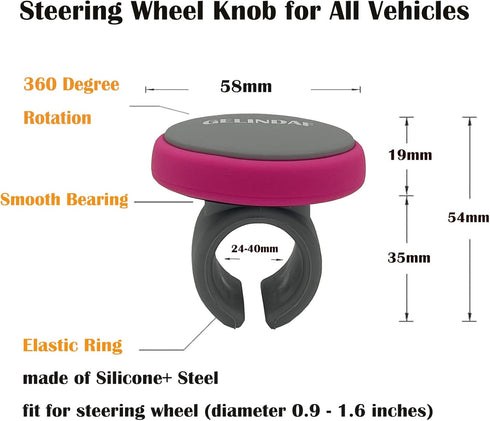Steering Wheel Knob Pink, Women Car Suicide Knob Spinner Wheel, Non-Slip Driving Power Handle for Standard & Thick Steering Wheels Universal Fit f...