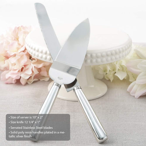 FASHIONCRAFT 2525 Simple Elegance Classic Silver Stainless Steel Cake Knife Set, Wedding Cake Knife and Server Set – One Size (Silver)...