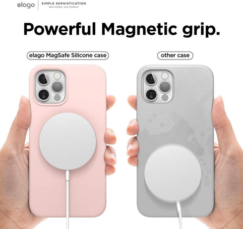 elago Magnetic Silicone Case (Lovely Pink) for iPhone 12/12 Pro, Built-in Magnets, Compatible with MagSafe Accessories, Case...
