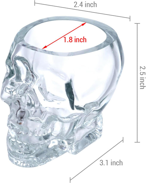 MyGift Set of 6 Skull Shot Glasses – 2.8 oz Clear Glass Novelty Drinkware for Halloween Parties, Cocktail Bars & Home Decor – Spooky 3D Skull Desi...
