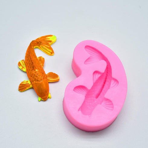 Small Size Koi Fish Fondant Mold (2.5"x1.4")- MoldFun Carp Fish Sugar Craft Silicone Mold for Cake/Cupcake Decorating, Gum Paste, Polymer Clay...